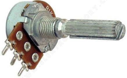 Potenciometer otočný 10k / N ALPHA, hriadeľ 6x20mm lineárne (1)