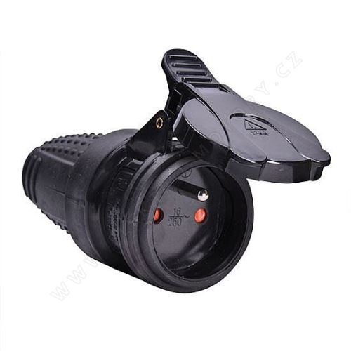 Rubber socket, wet, straight, IP44, black