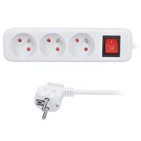 Extension lead internal 3z, with switch, white