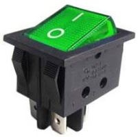 rocker switch ON-OFF 2pol. 250V / 15A green with glow