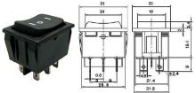 Rocker switch ON-OFF-ON 2p.250V / 15A IO-II
