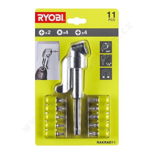 Sada adaptéra pre pravouhlú vŕtačku a skrutkovacích bitov RYOBI RAKRAD11