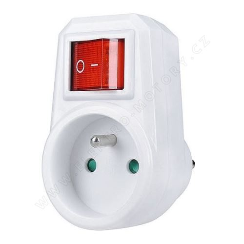 Continuous socket, 10A, white, switch