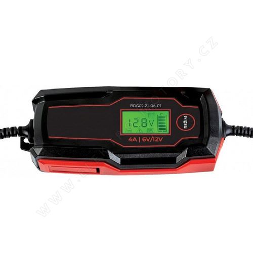 Elektrická nabíjačka autobatérií BD02-Z4.0A-P1, 2A/4A, 6V/12V, IP65, LCD