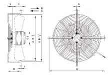 YWF 4E-350 B 230V / 1400ot. ventilátor tlačný s drôteným kryt. (1)