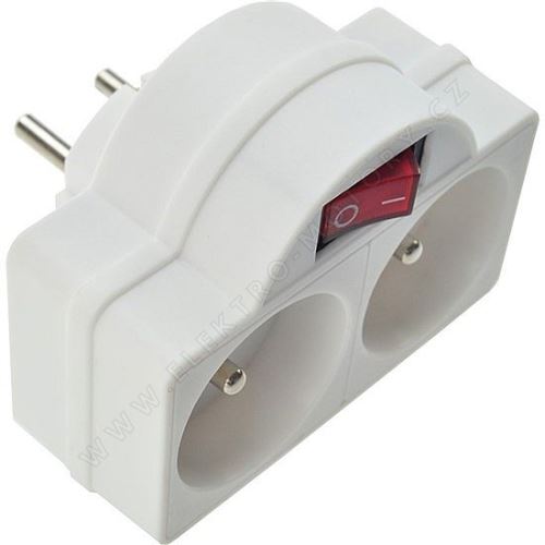 Junction box, 2 x 10A, white, switch