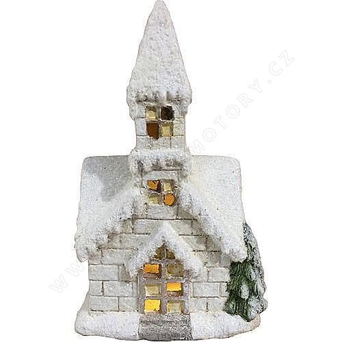 Dekorácia Xecco 87102, Kostol, magnézia, 27cm, LED