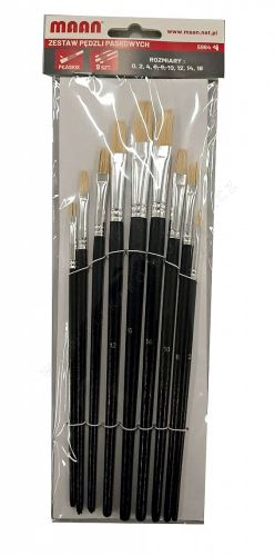 Set of flat brushes 9 pcs