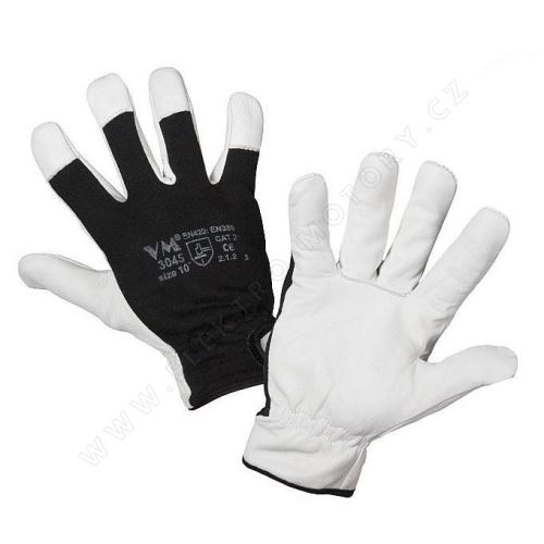 thick leather gloves with lining. in the palm, size 10 "