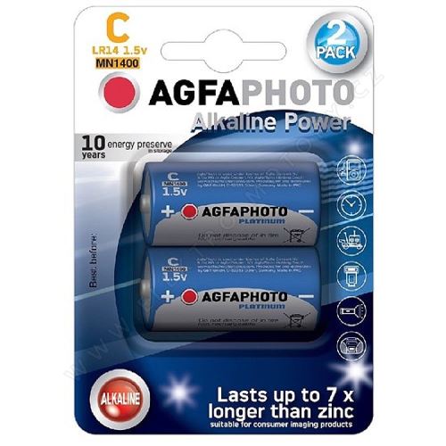 Power alkaline battery LR14/C, AgfaPhoto, 2 pcs