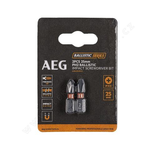 Skrutkovací bit PH2 25mm AEG, sada 2ks