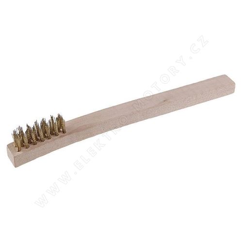 Brass-plated manual steel brush, 3 rows, wood