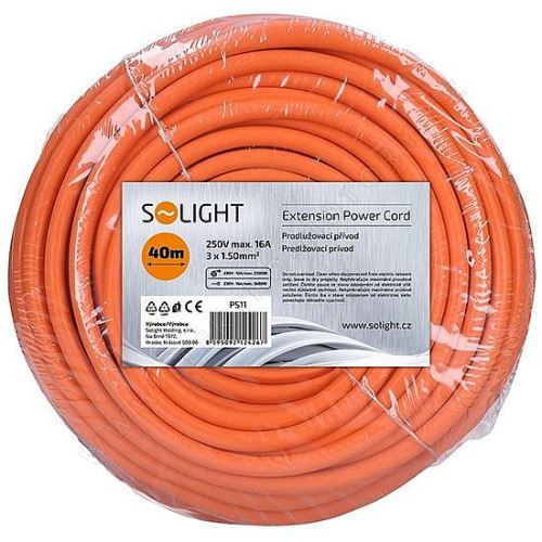 Prodlužovací přívod 1z, oranžový kabel, spojka, 40 m, 3 x 1,5mm2