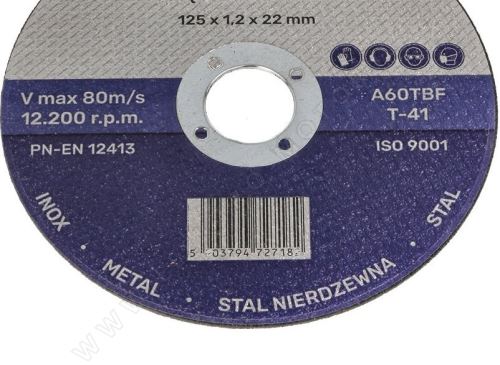 Řezný kotouč pr.125x1,2x22,2mm z nerezové oceli INOX