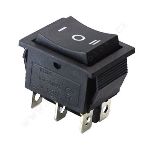 Přepínač kolébkový ON-OFF-ON 2p.250V15A I-O-II