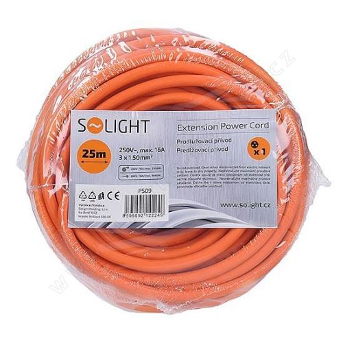 Extension lead 1z, orange cable, connector, 25m, 3 x 1.5mm2, orange