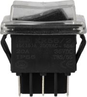 Rocker switch ON-OFF 2-pole 250V/15A (6 pins) with cover SVK 532-CD
