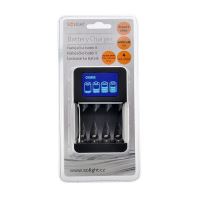 Nabíjačka ceruzkových batérií s LCD displejom, AC 230V, 450mA, 4 kanály, AA/AAA